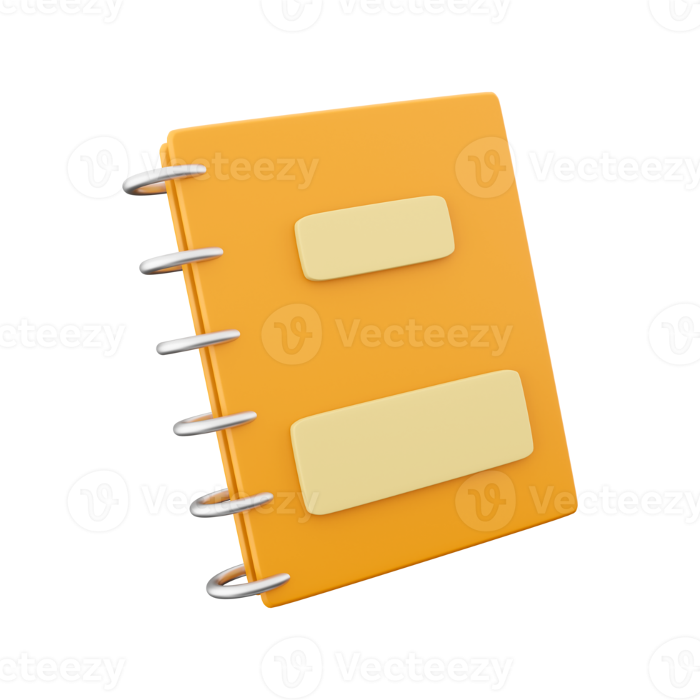 3d render copybook. 3d render notebook. 3d rendering planner on whitebackground png