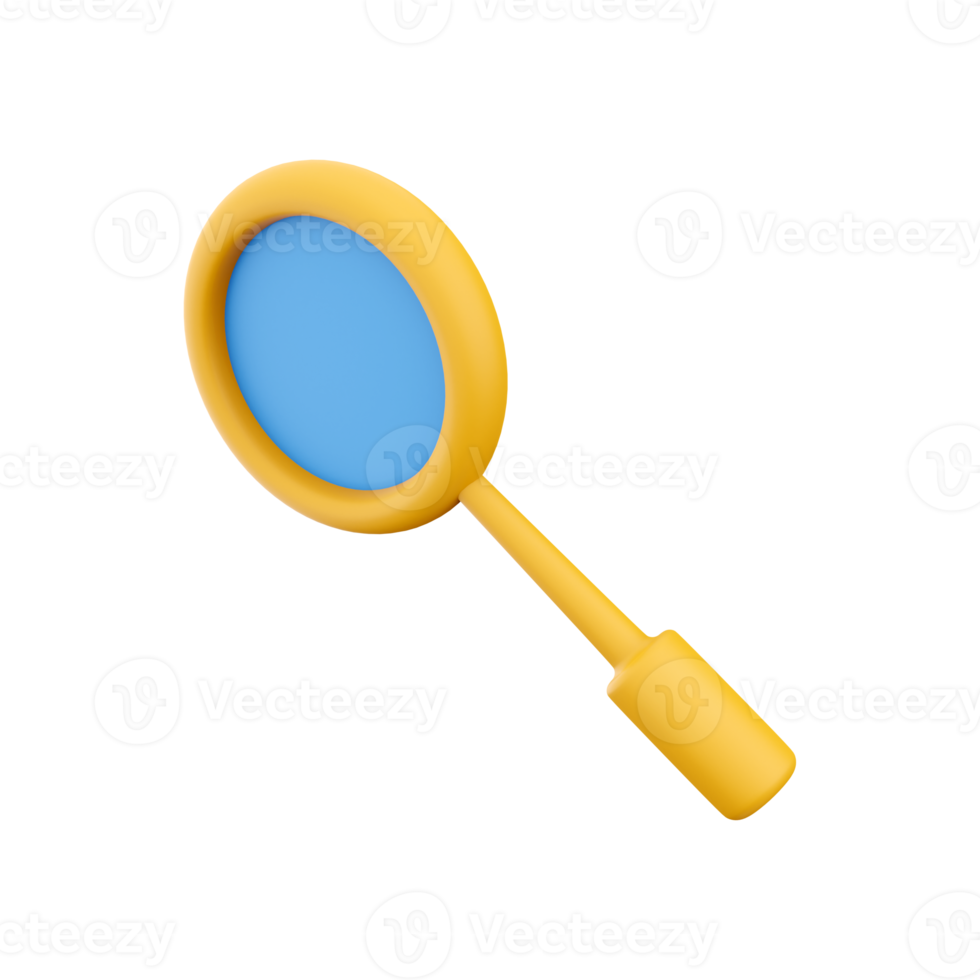 3d renderen vergroten glas. de concept van ontdekking, Onderzoek, zoeken, analyse. 3d renderen vergroten glas icoon. png