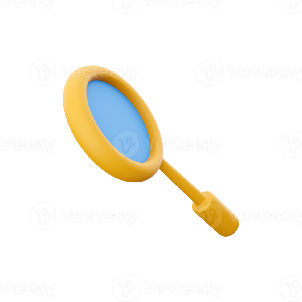 3D rendering magnifying glass. The concept of discovery, research, search, analysis. 3D rendering magnifying glass icon. png