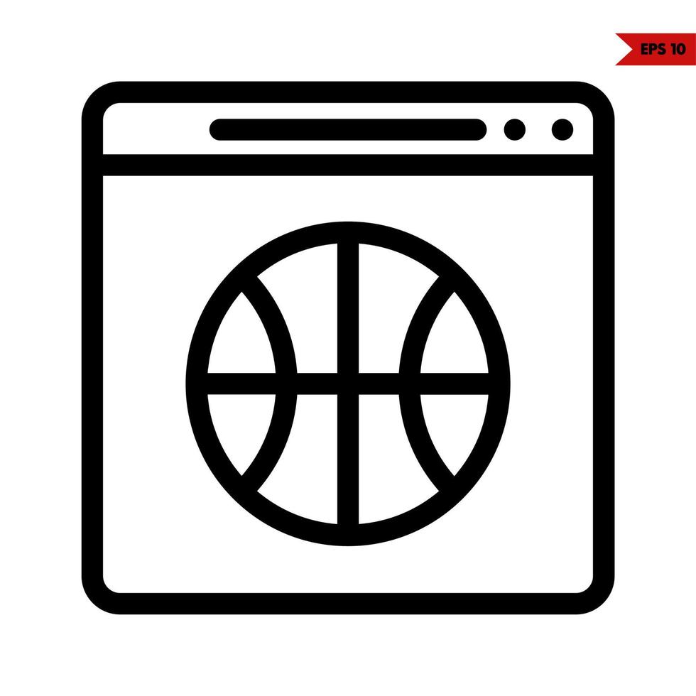 basket ball in monitor line icon vector