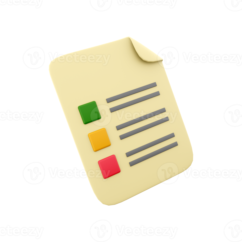 3d rendering exam icon, paper with checkmark symbol.3d render exam icon png