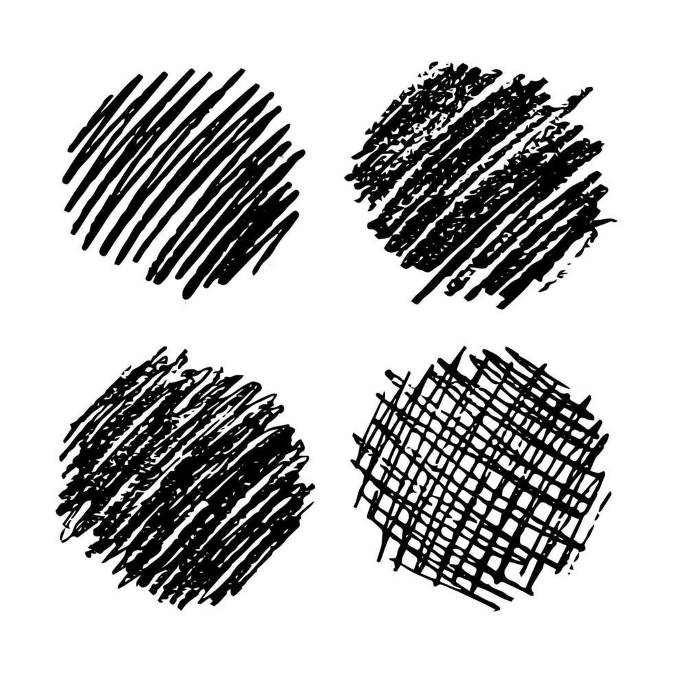 Set of four Sketch Scribble Smears. Hand drawn Pencil Scribble Stain. Vector illustration.