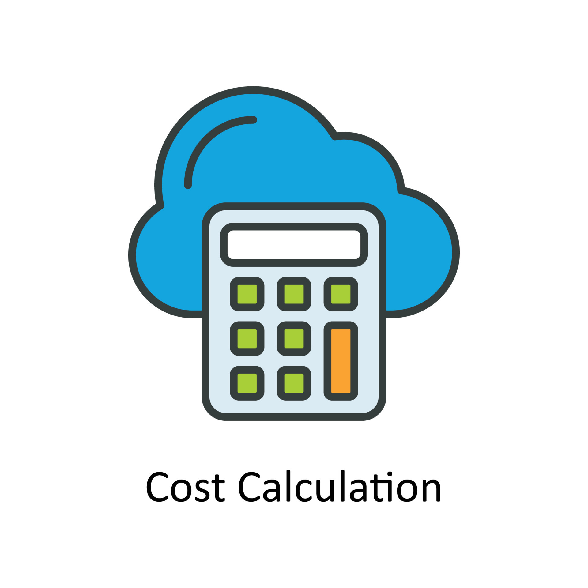Cost Calculation Vector Fill outline Icons. Simple stock illustration