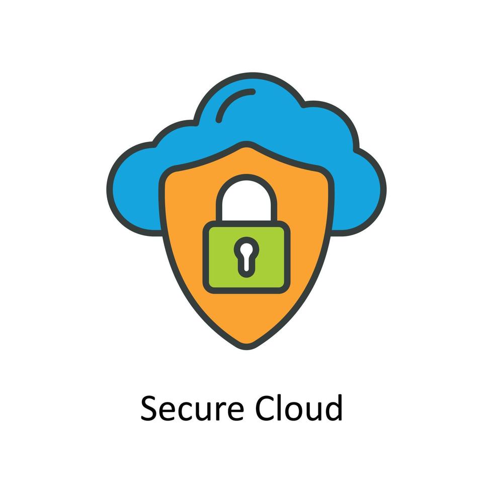 Secure Cloud  Vector Fill outline Icons. Simple stock illustration stock