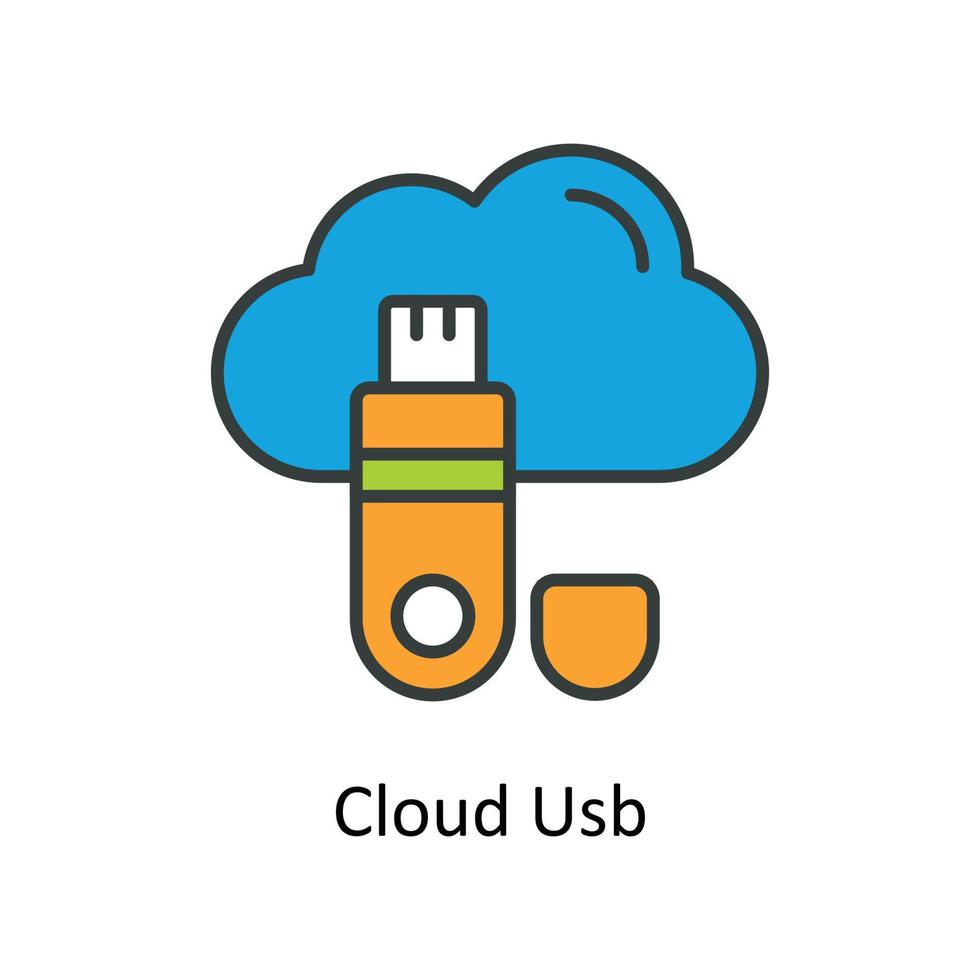 Cloud Usb Vector Fill outline Icons. Simple stock illustration stock