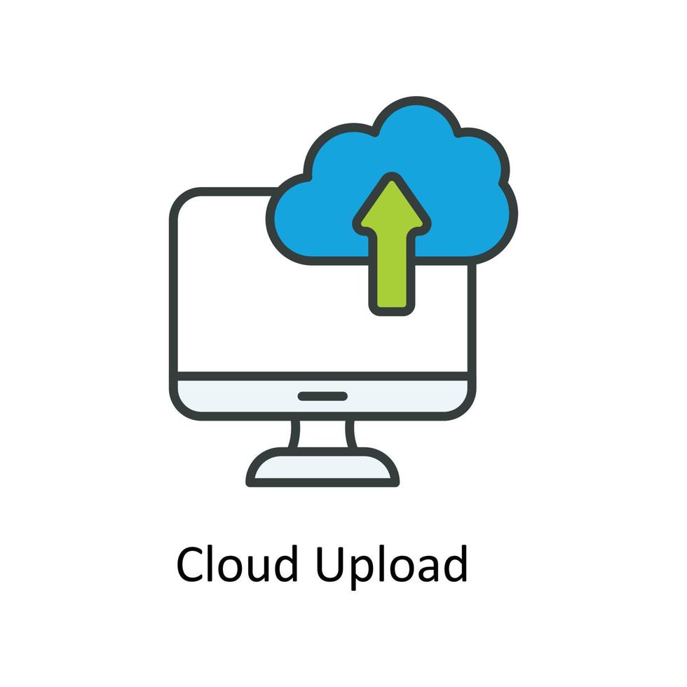 Cloud Upload Vector Fill outline Icons. Simple stock illustration stock