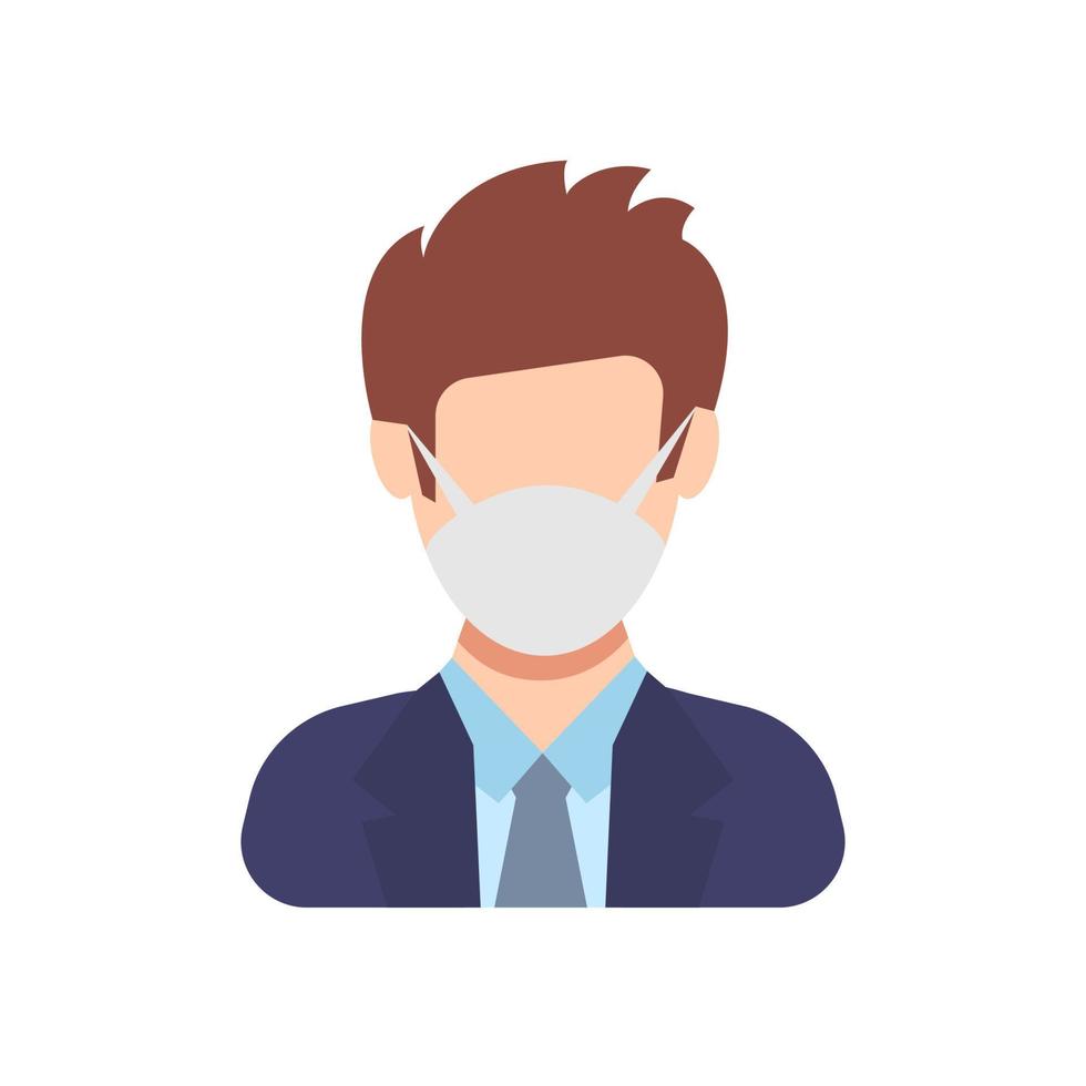 Avatar icon wearing protective face mask. Male in flat style with medical mask. Vector illustration