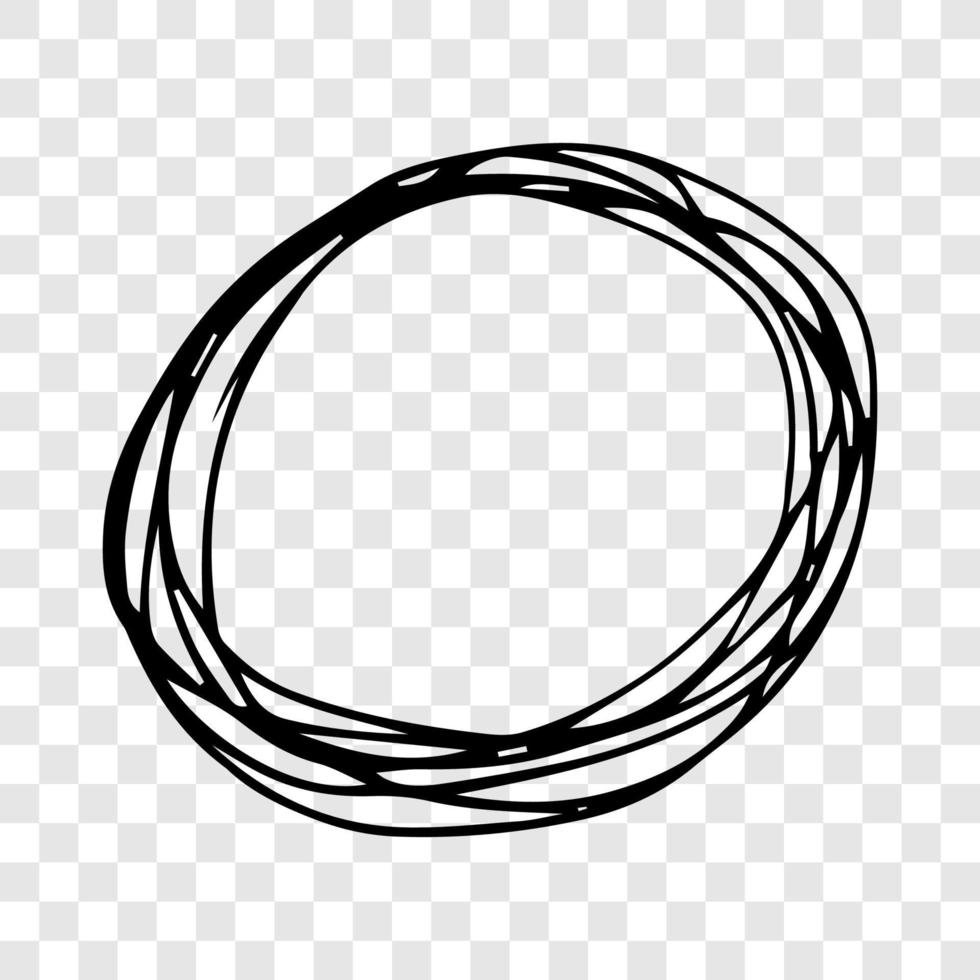 Hand drawn scribble circle. Black doodle round circular design element on background. Vector illustration