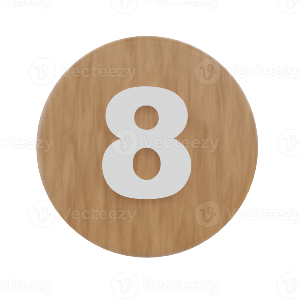 Number 8 on shape round png