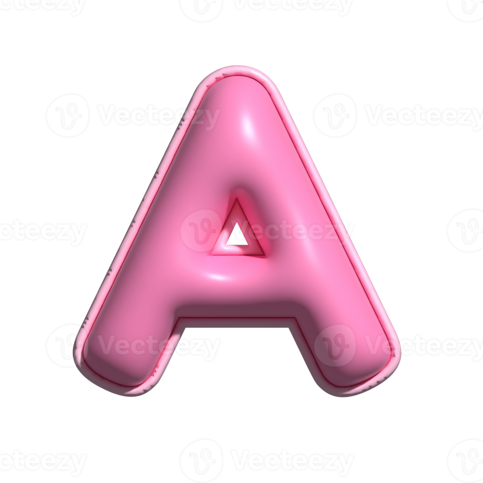 Letter A pink alphabet glossy png