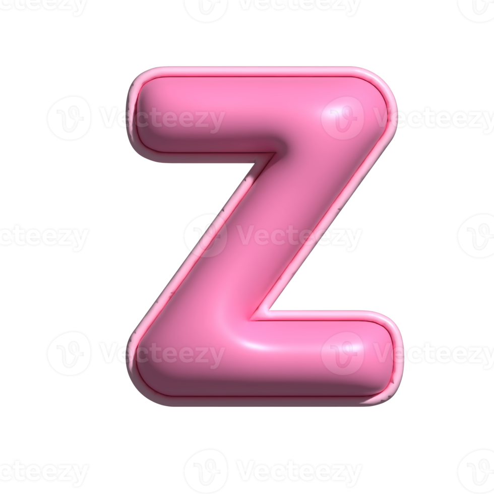 Letter Z pink alphabet glossy png