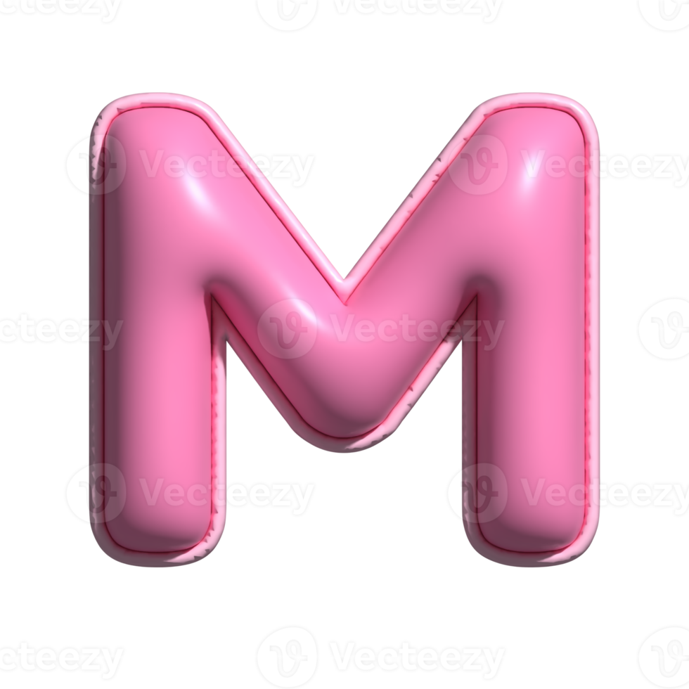 Letter M pink alphabet glossy png