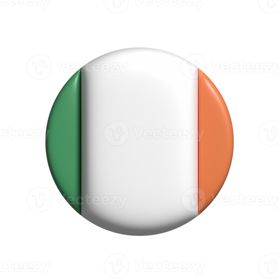 irland cirkulär flagga form. 3d framställa png