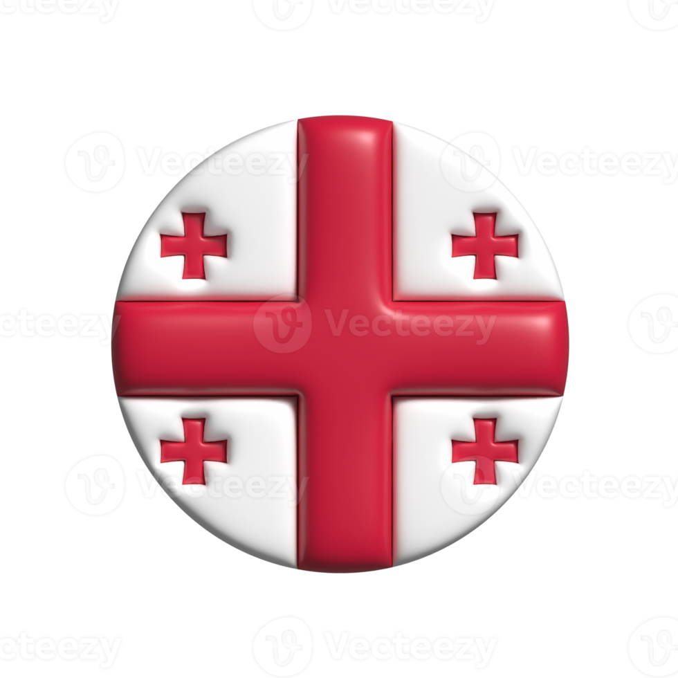 Georgia circular flag shape. 3d render png