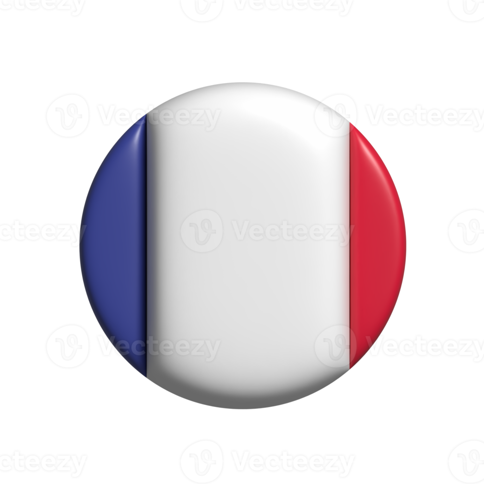 França circular bandeira forma. 3d render png