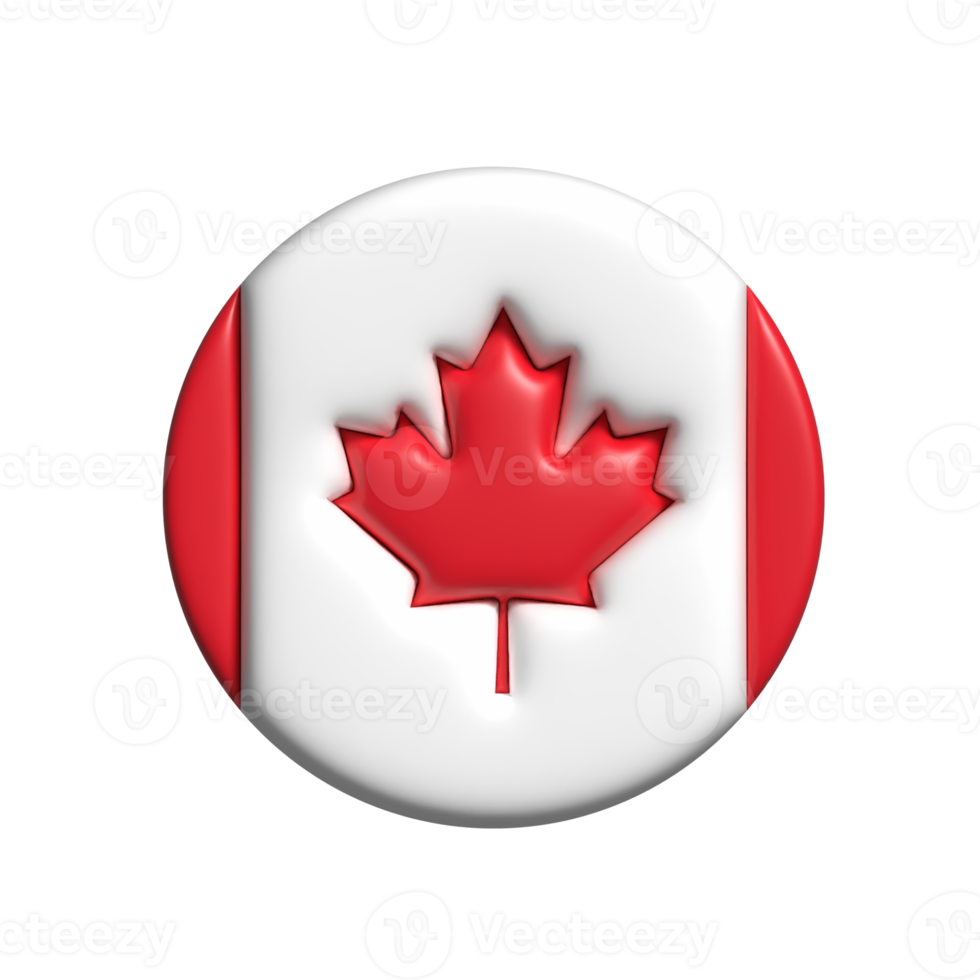 Canada circular flag shape. 3d render png