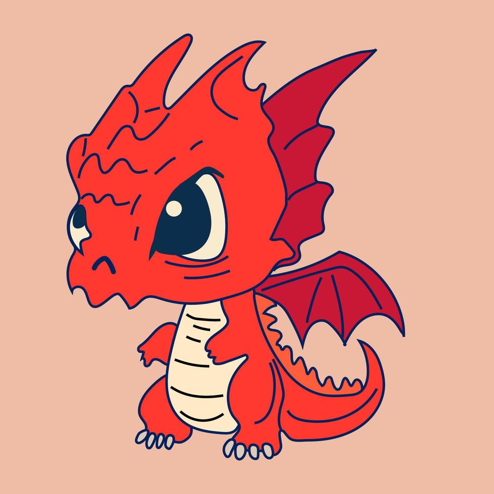 Vector Stock Illustration isolated Emoji character cartoon dragon dinosaur  sticker emoticon for site, info graphics, video, animation, websites, mail, newsletters, reports, comic