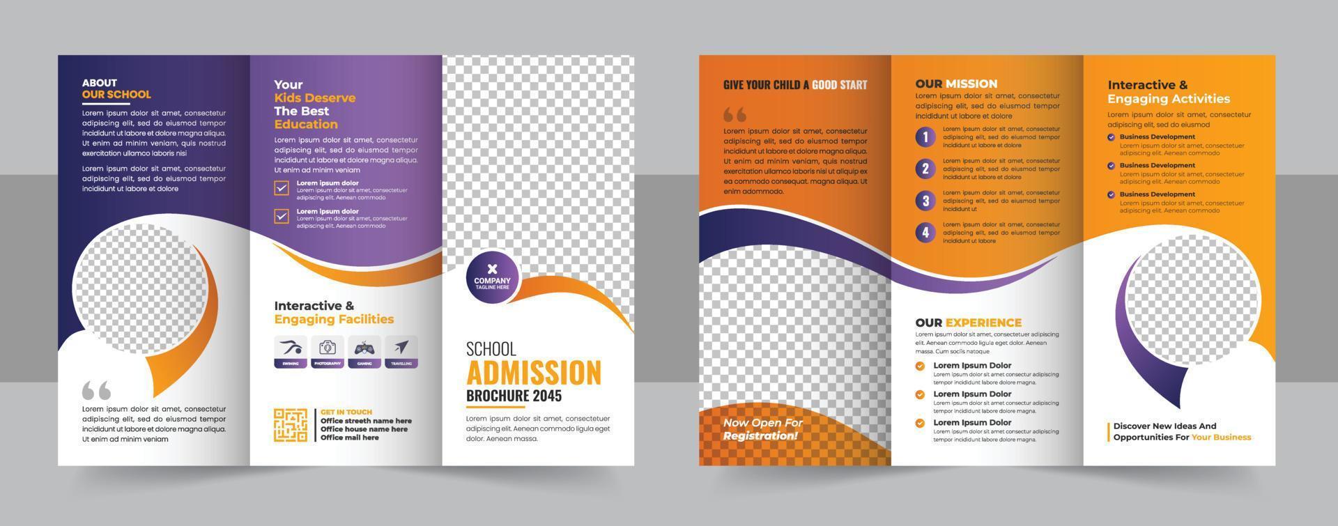 trifold brochure bundle or Kids back to school education admission trifold brochure template vector