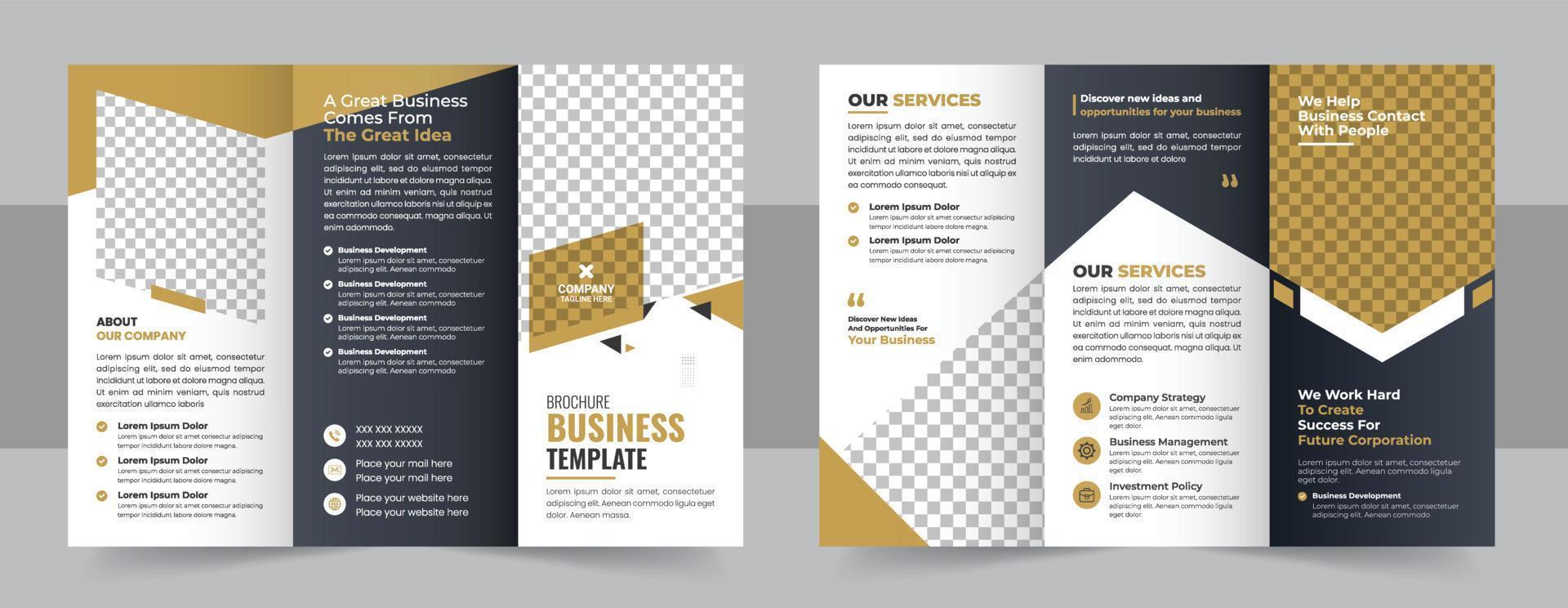 corporativo negocio tríptico folleto plantilla, creativo y profesional tri doblez folleto vector diseño, profesional folleto modelo