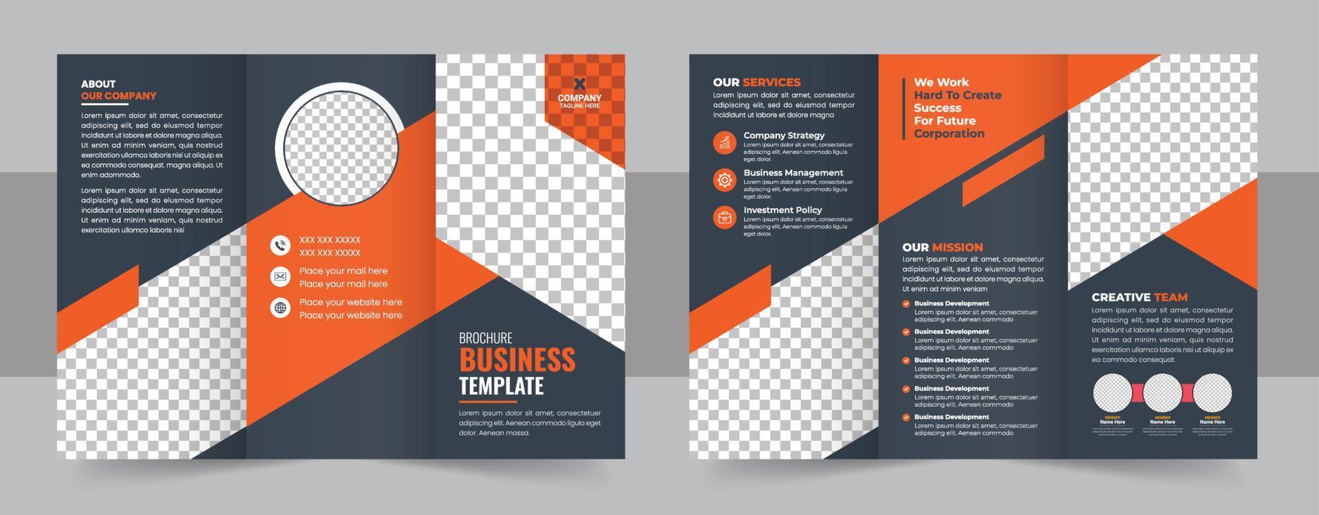 tríptico folleto diseño modelo para tu compañía, corporativo, negocio, publicidad, márketing agencia y Internet negocio vector