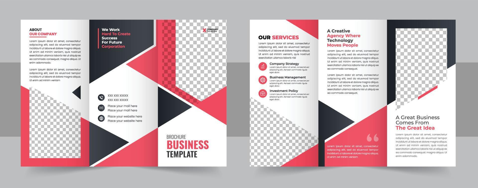 tríptico folleto diseño modelo para tu compañía, corporativo, negocio, publicidad, marketing, agencia vector
