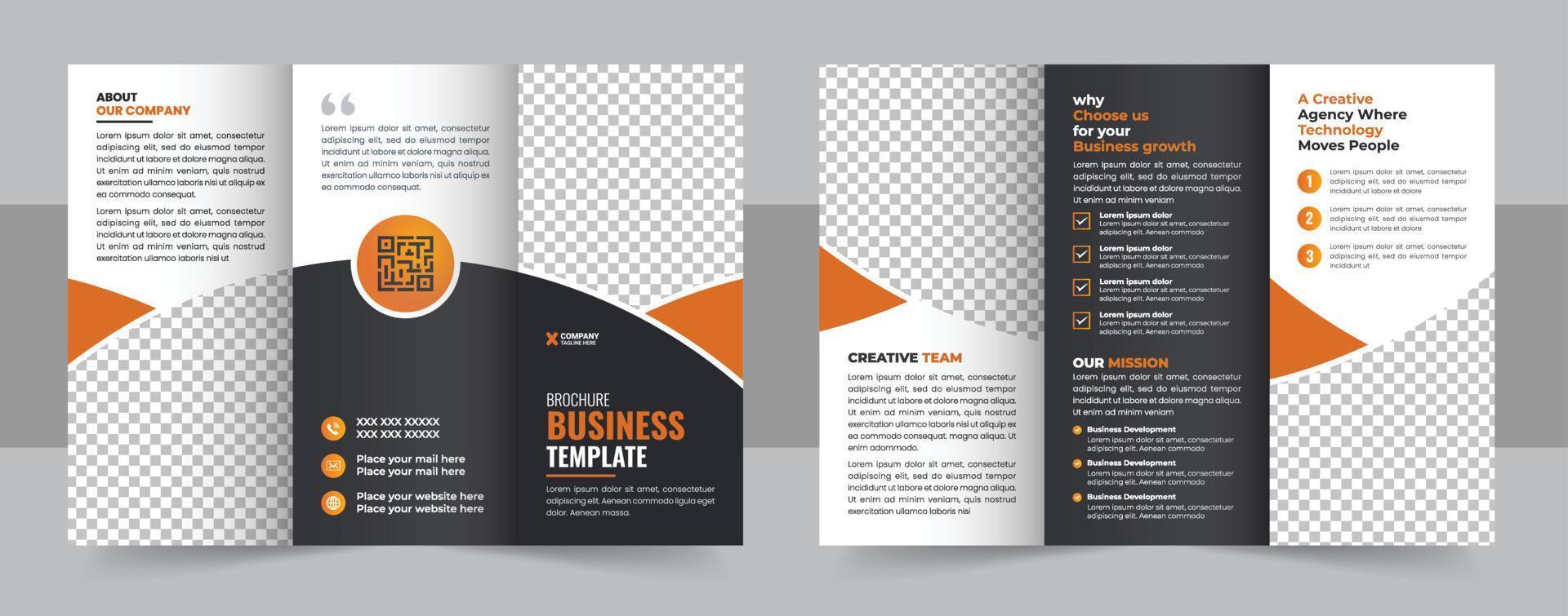 Corporate business trifold brochure template. Creative business trifold brochure template vector