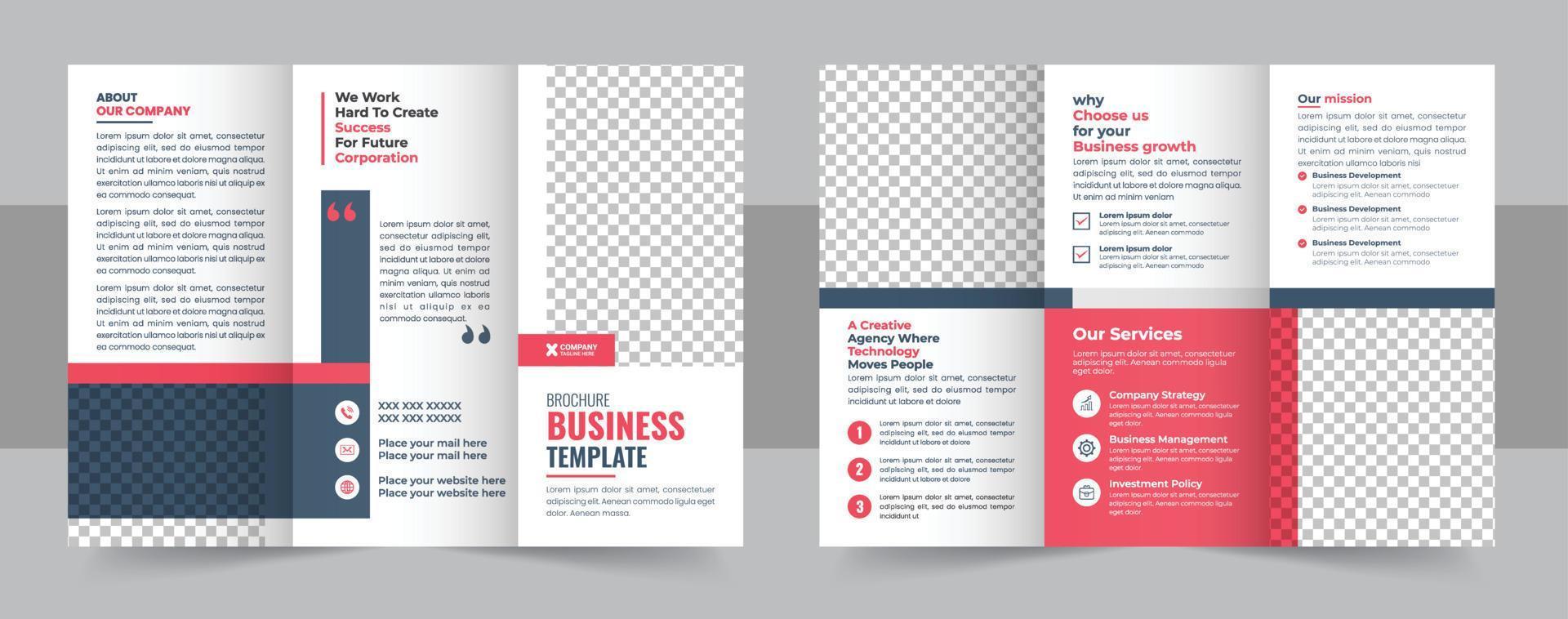 Tri-fold brochure template Minimalistic geometric design for corporate and business. Creative concept brochure vector template