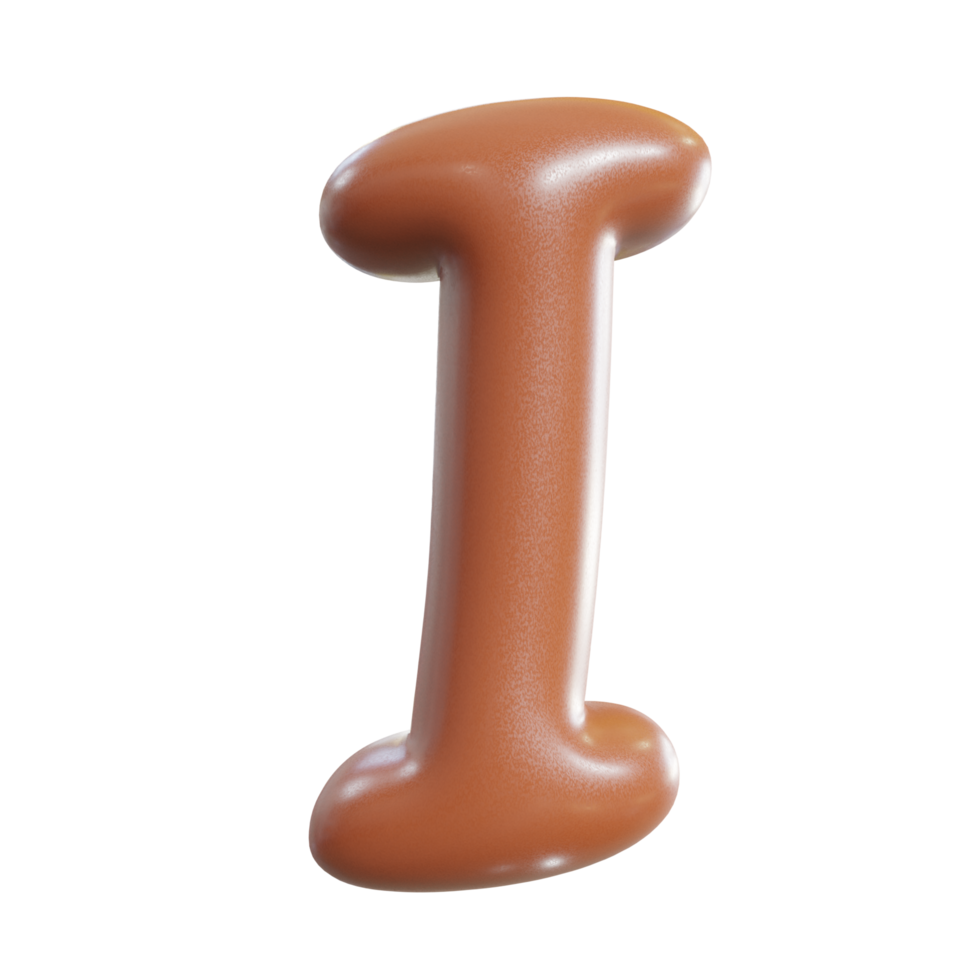 Chocolate alphabet font. 3d render png