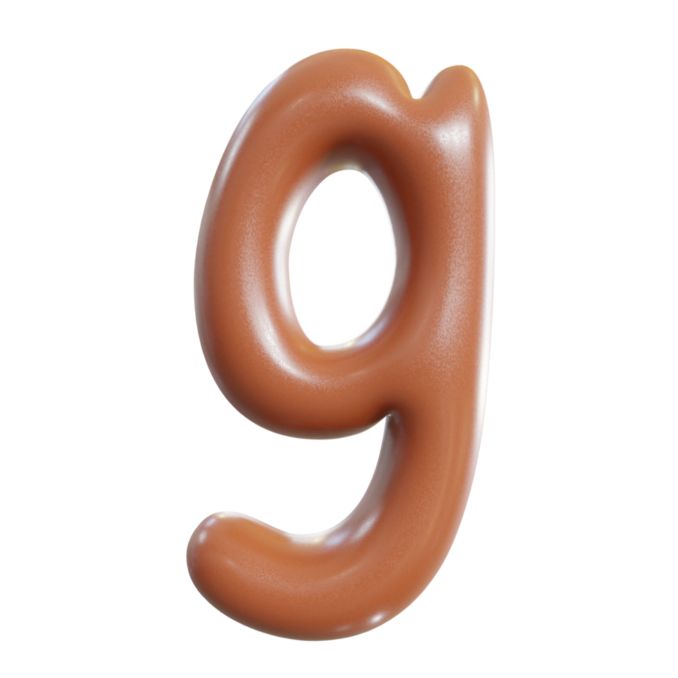 Chocolate alphabet font. 3d render png