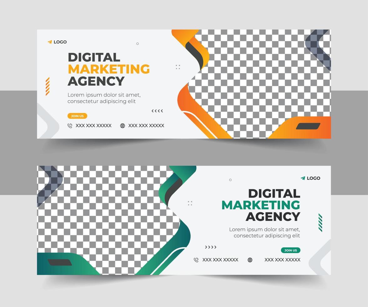 plantilla de banner web de portada de redes sociales de marketing digital vector