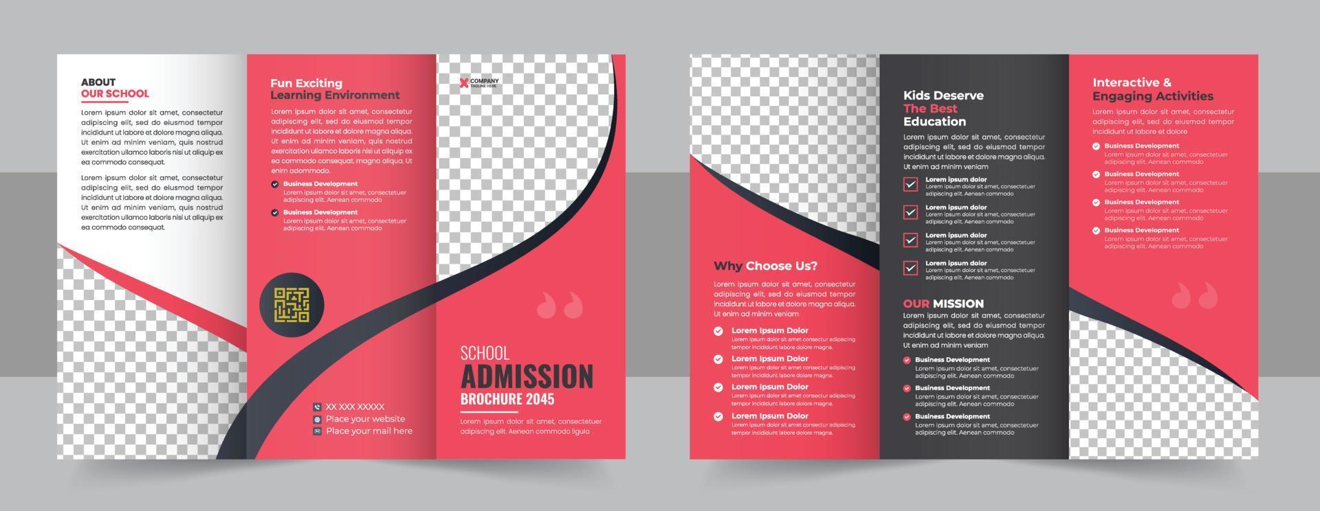 Kids back to school education admission trifold brochure template or kids academy brochure design vector