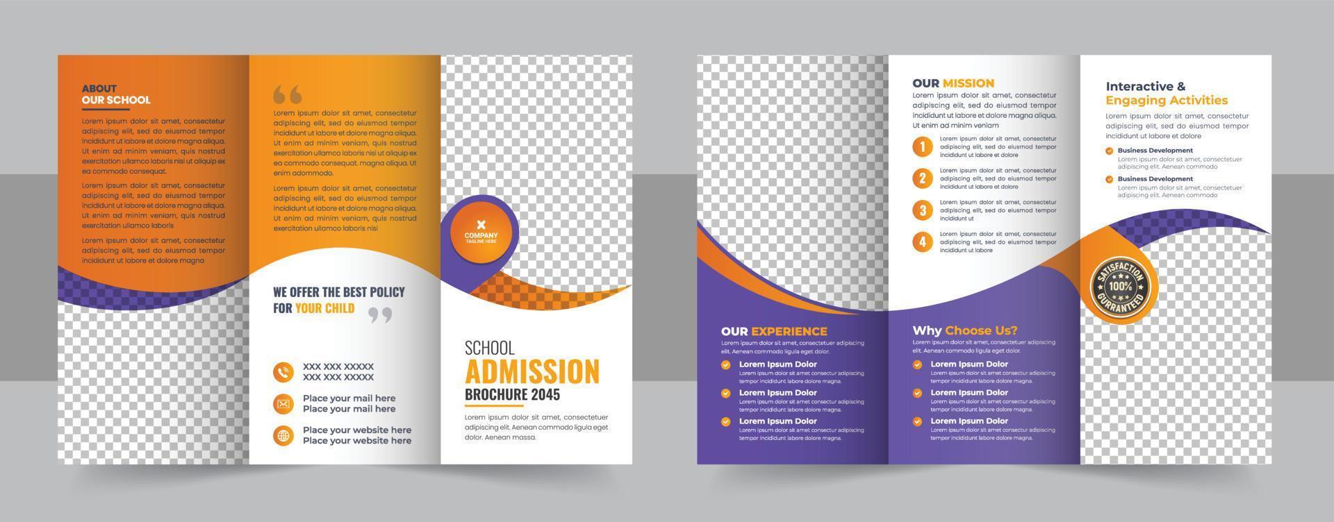 trifold brochure bundle or Kids back to school education admission trifold brochure template vector