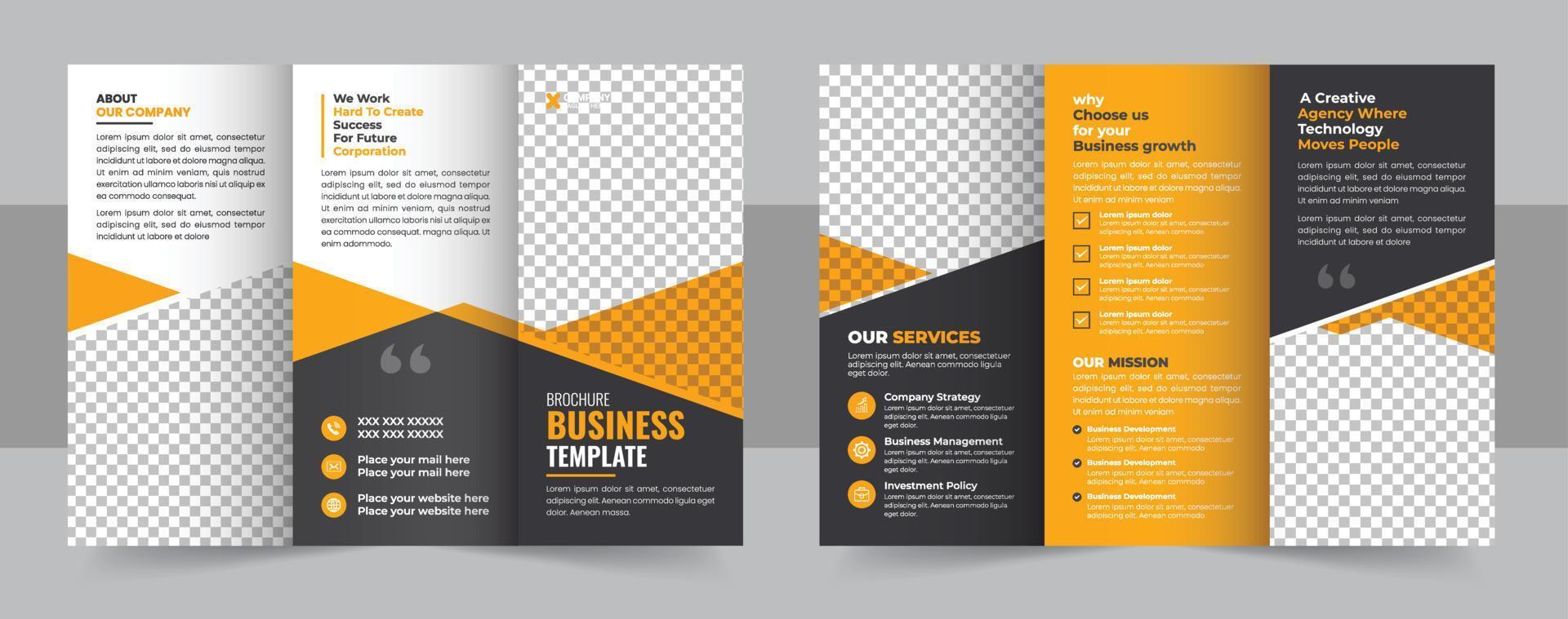 Business trifold leaflet brochure template design,Professional business three fold flyer template, Abstract trifold brochure template,Creative business square trifold brochure template vector