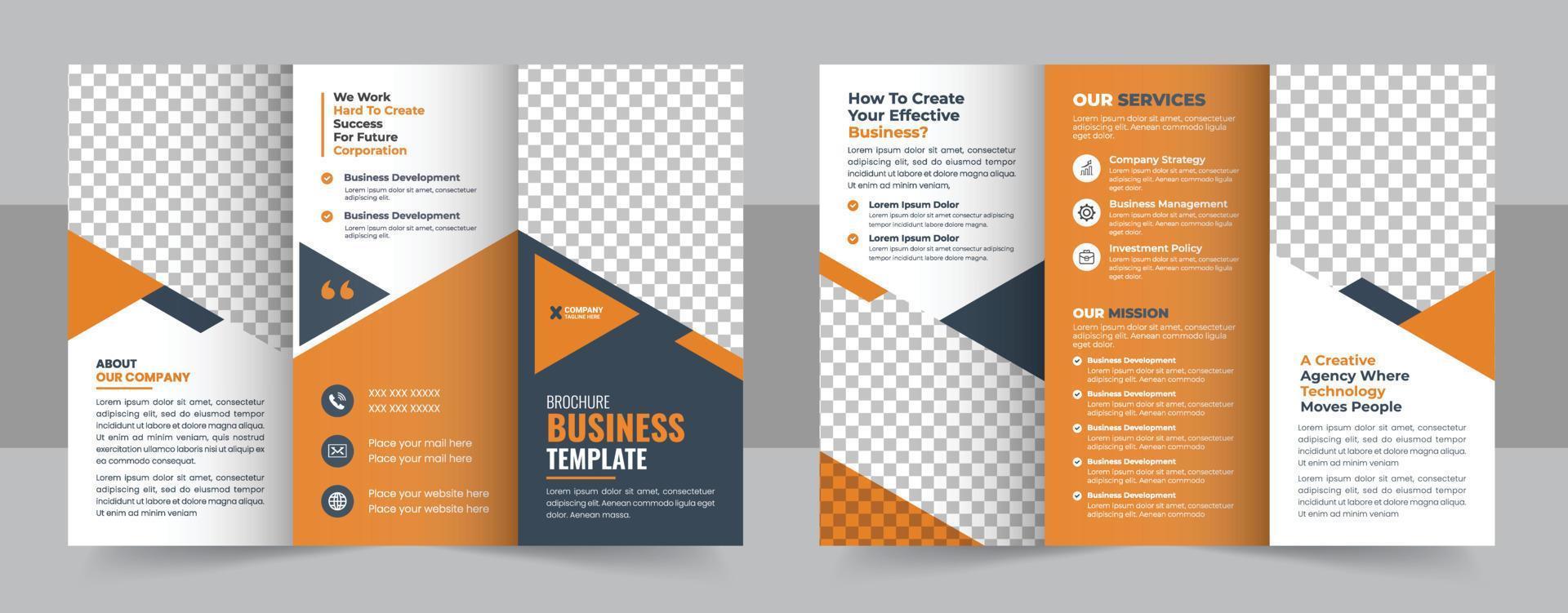 Business trifold leaflet brochure template design,Professional business three fold flyer template, Abstract trifold brochure template,Creative business square trifold brochure template vector