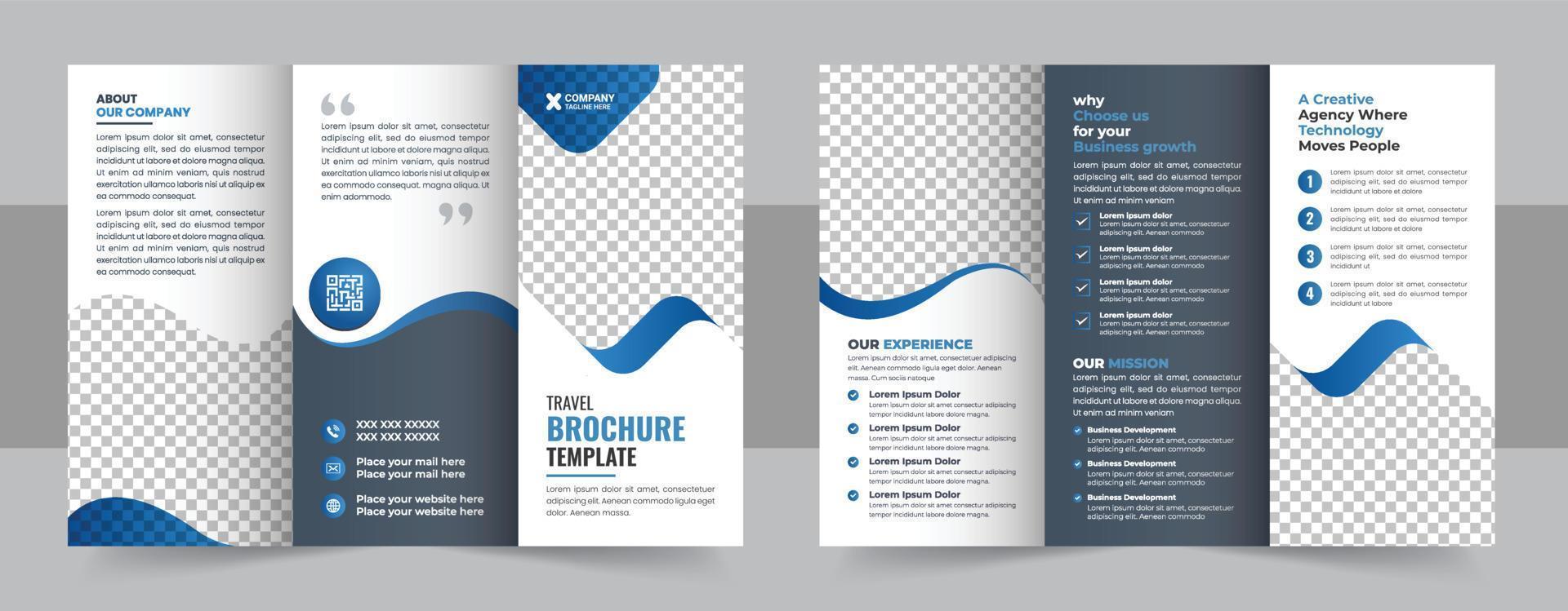Trifold Travel Brochure Template, Travel tour agency trifold Brochure Design template vector