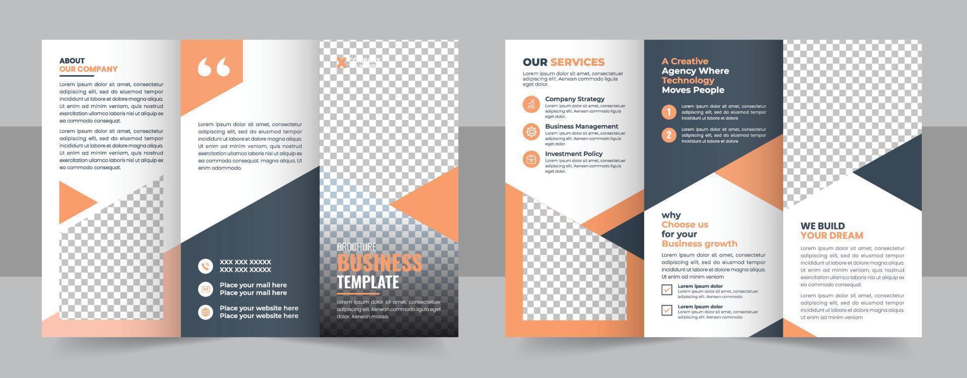 tríptico folleto modelo minimalista geométrico diseño para corporativo y negocio. creativo concepto tríptico folleto vector