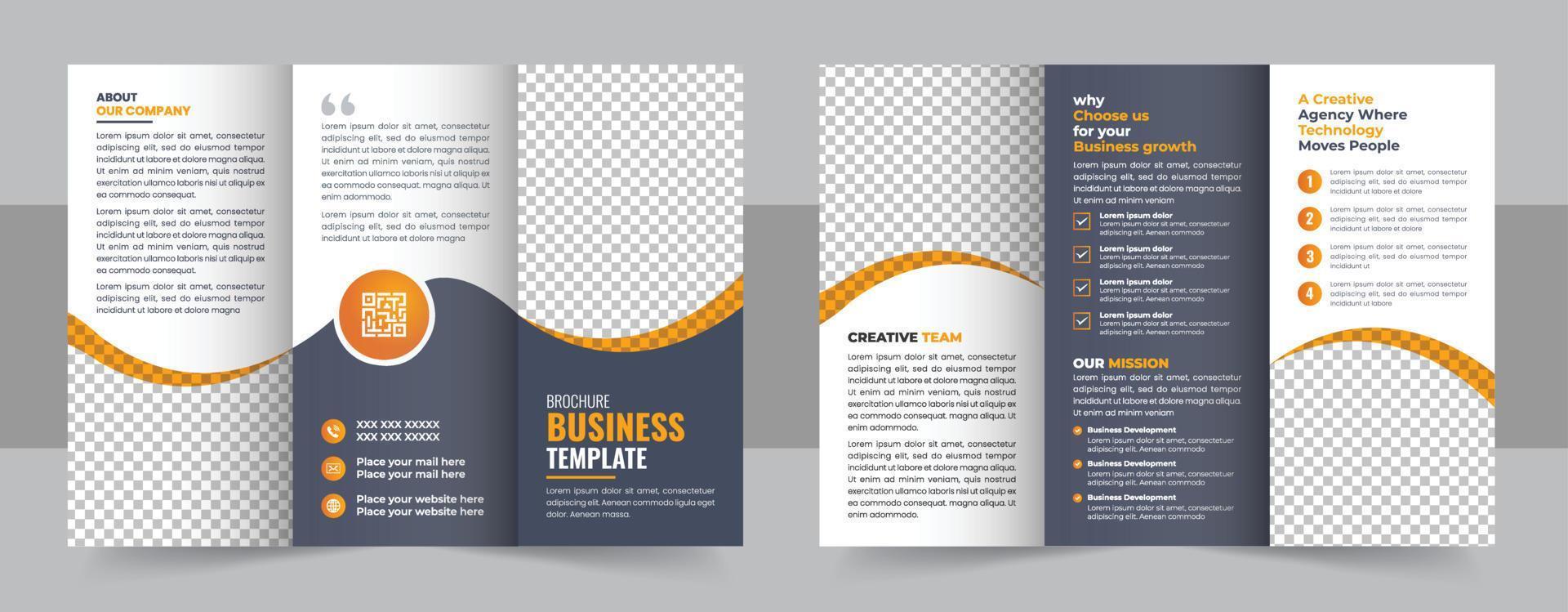 Corporate business trifold brochure template. Creative business trifold brochure template vector