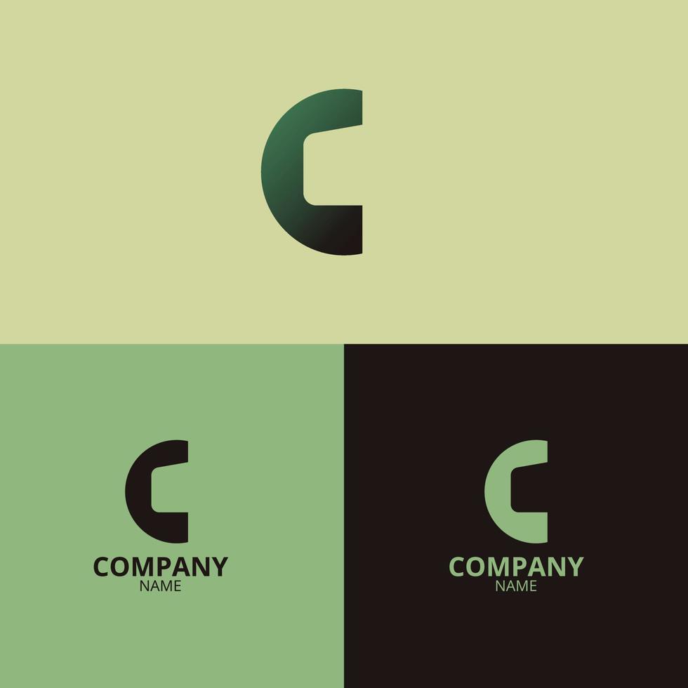 el C letra logo modelo con un mezcla de oscuro verde y descolorido verde degradado colores ese son elegante y profesional, es Perfecto para tu empresa identidad vector