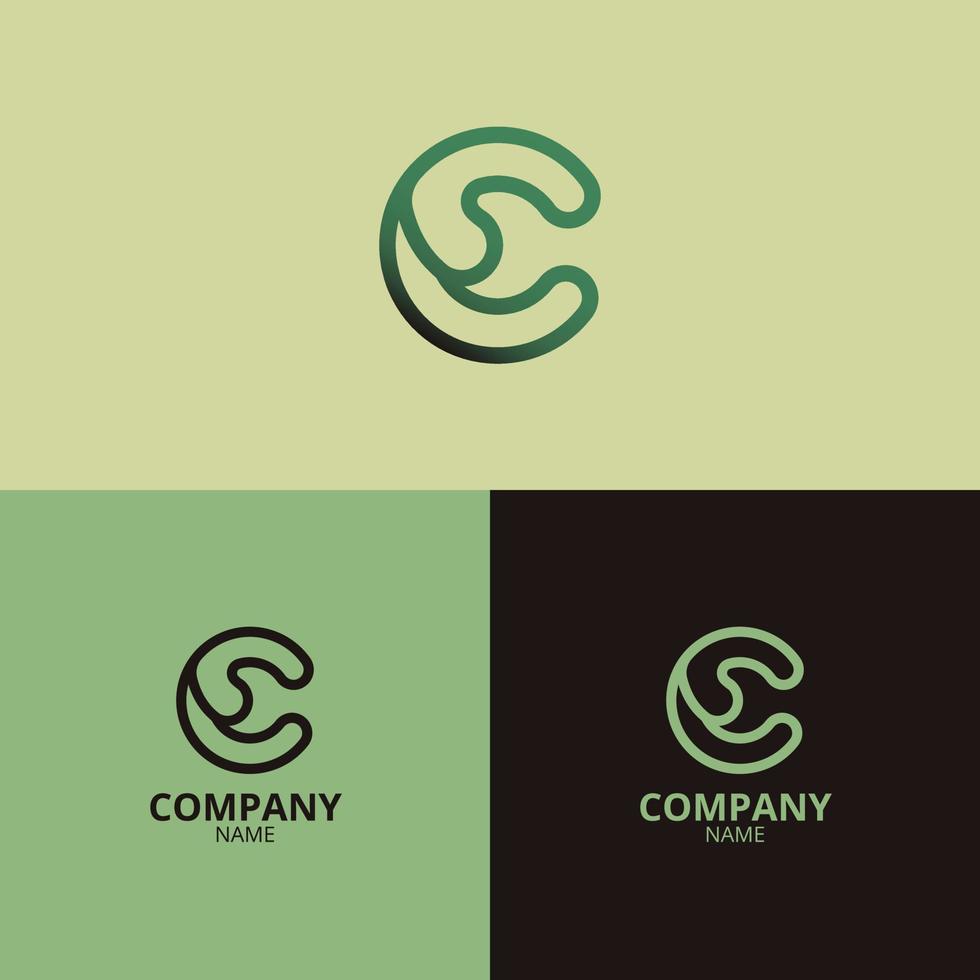 el C letra logo modelo con un mezcla de oscuro verde y descolorido verde degradado colores ese son elegante y profesional, es Perfecto para tu empresa identidad vector