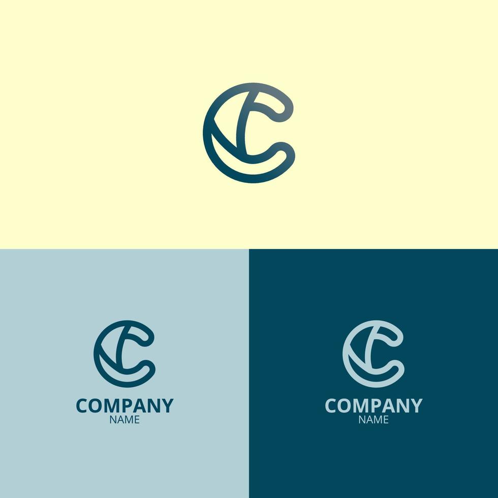 Letter C Logo Template with an elegant and professional, elegant and professional blend of dark blue and light gray gradation colors, perfect for your company identity vector