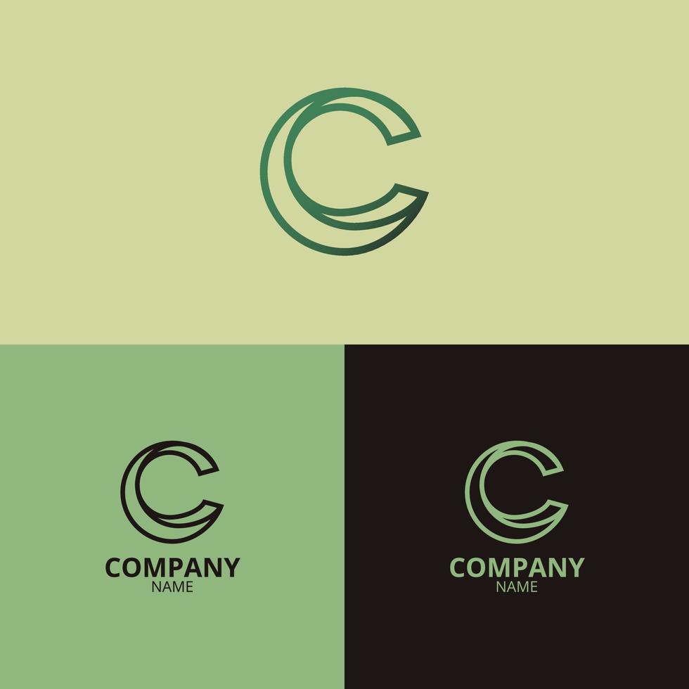 el C letra logo modelo con un mezcla de oscuro verde y descolorido verde degradado colores ese son elegante y profesional, es Perfecto para tu empresa identidad vector