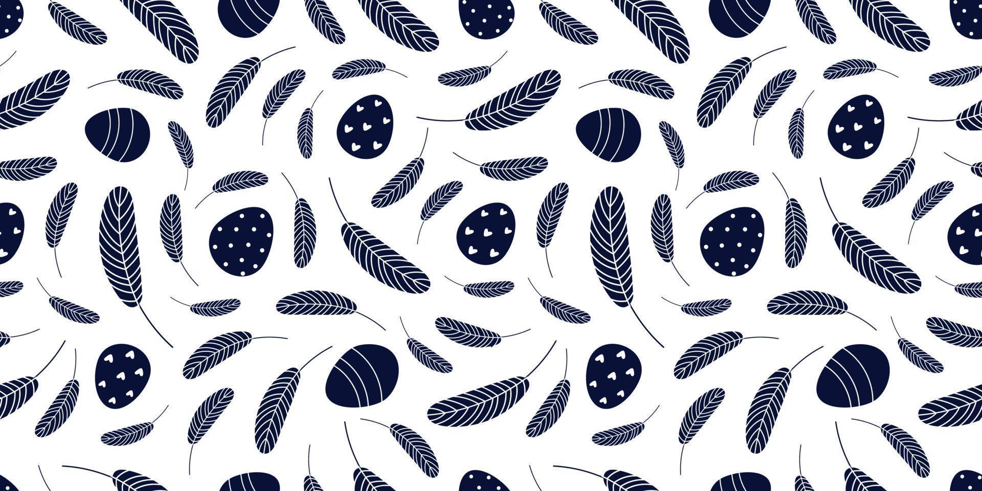 Easter spring seamless pattern with willow twigs and Easter eggs vector
