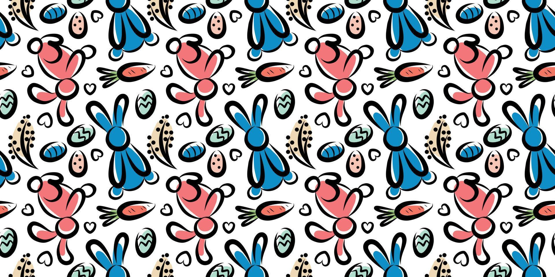 seamless holiday Easter pattern with bunnies vector