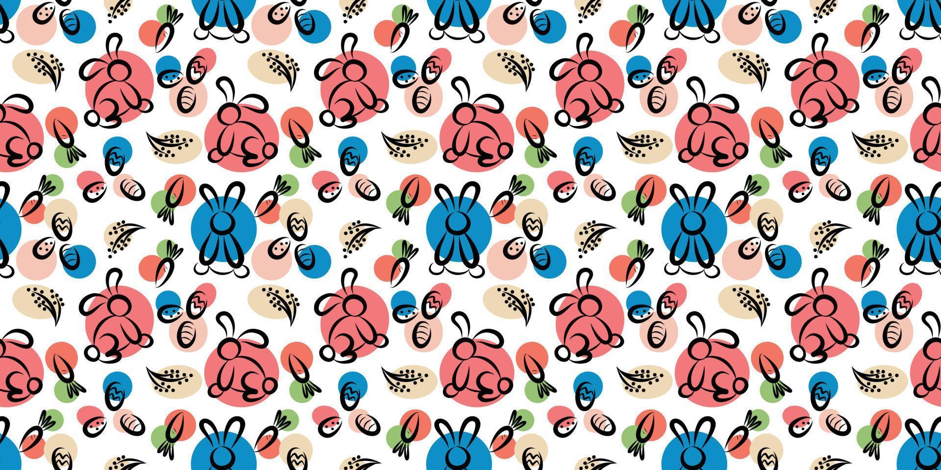 seamless holiday Easter pattern with bunnies vector