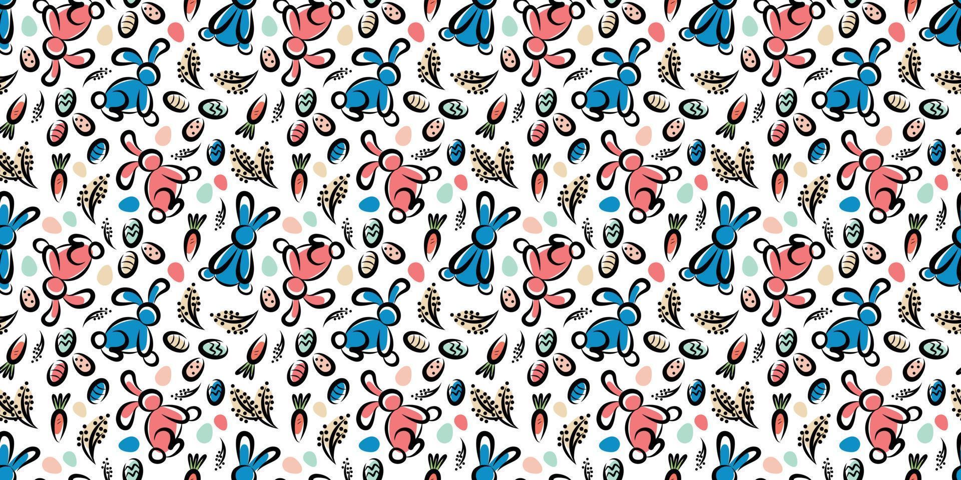 seamless holiday Easter pattern with bunnies vector