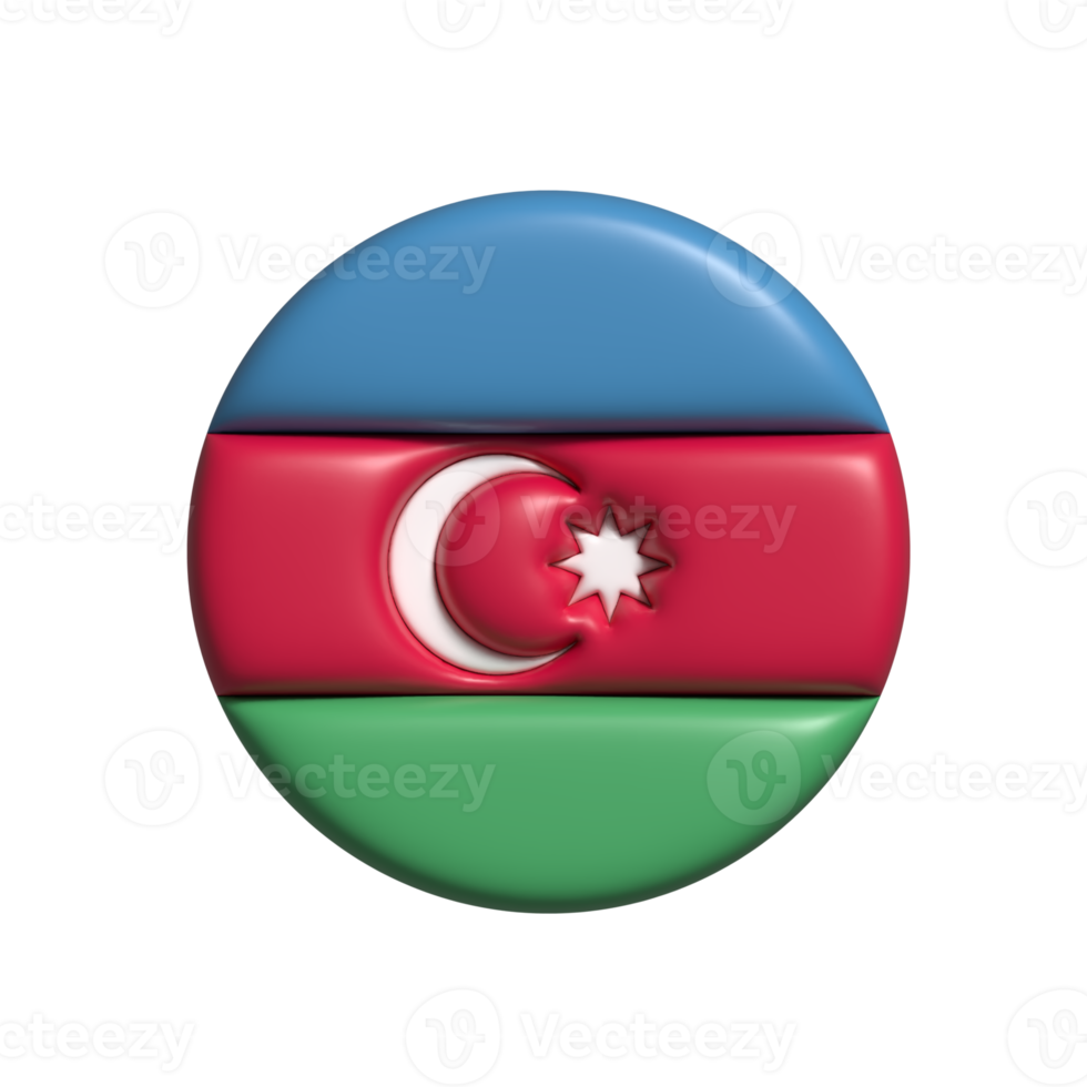 Azerbaijan circular flag shape. 3d render png
