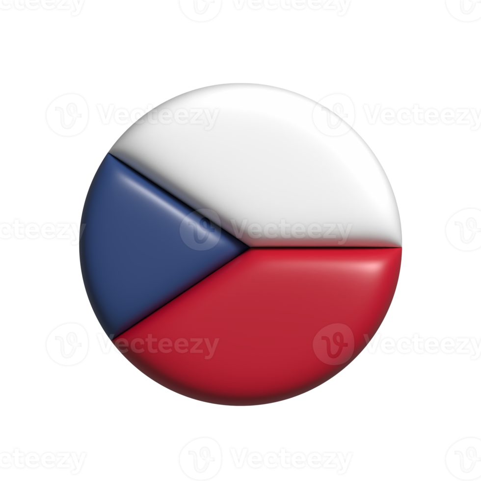 Tsjechisch republiek circulaire vlag vorm geven aan. 3d geven png