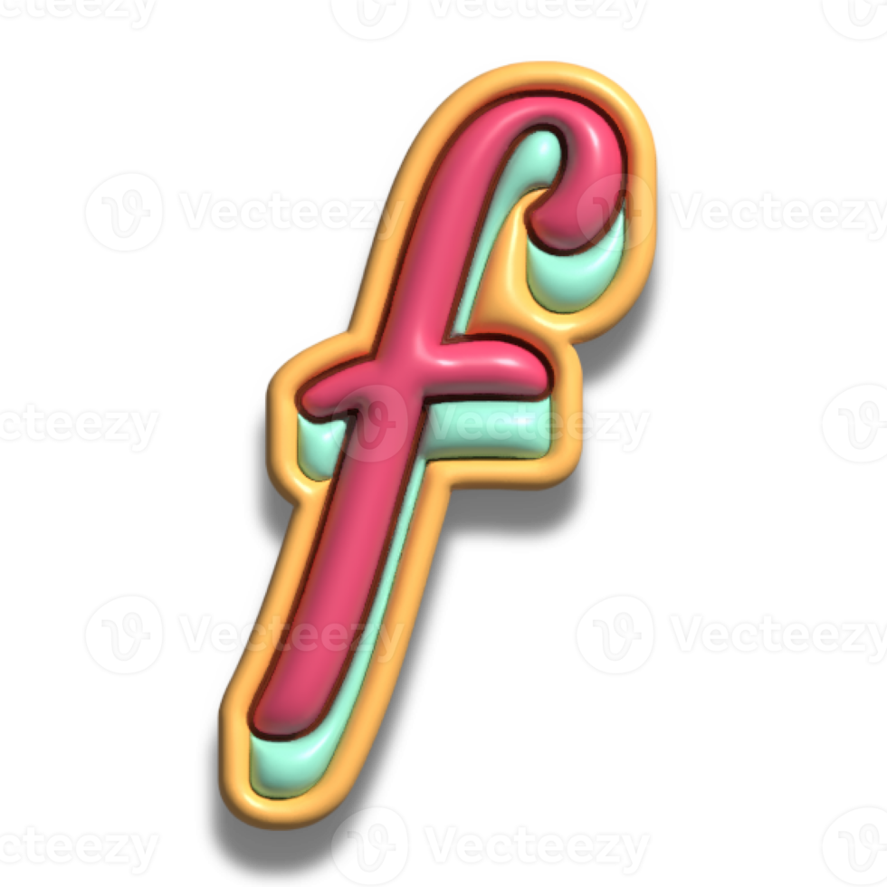 Letter f glossy 3d font png