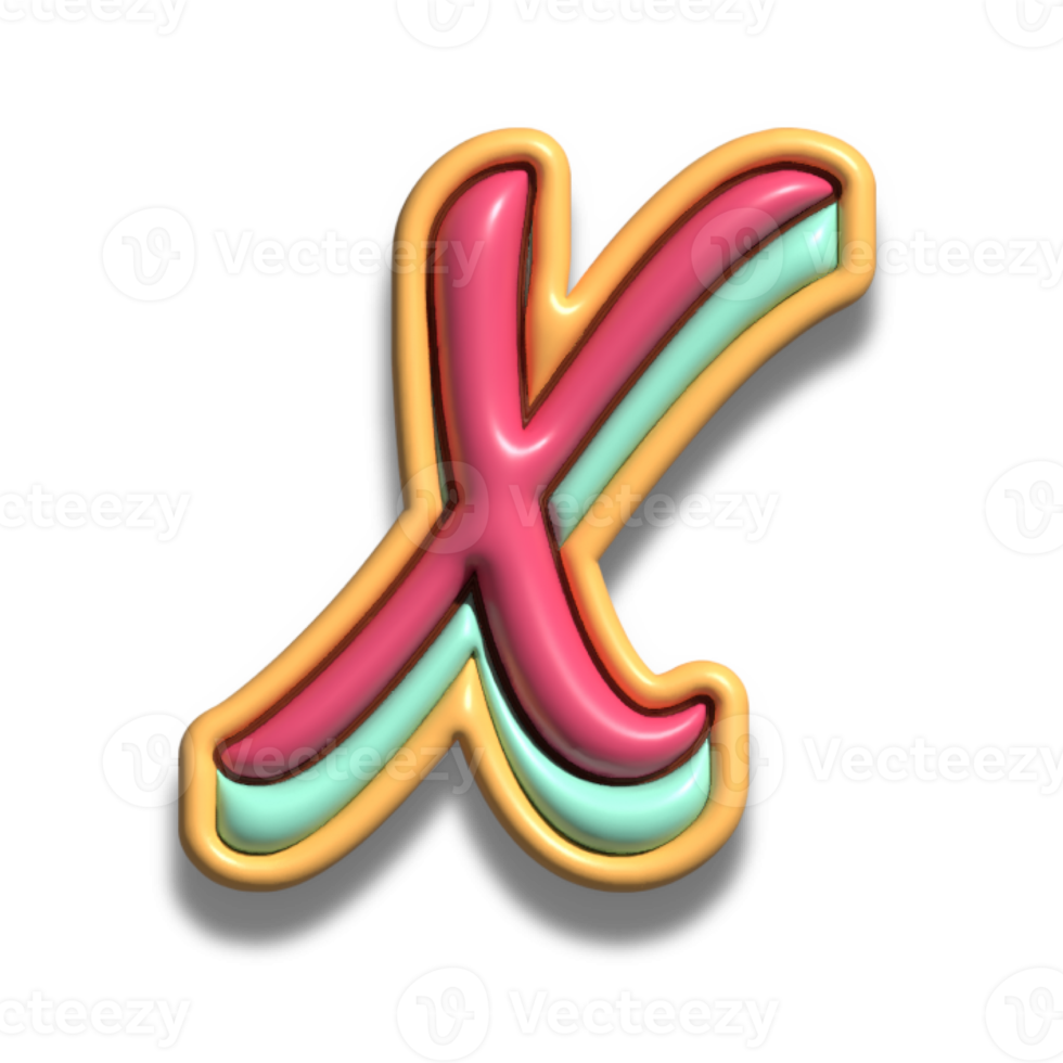 Letter X glossy 3d font png