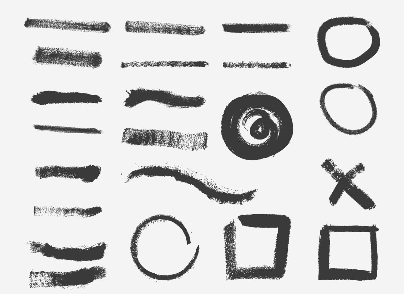 Hand drawn collection of abstract ink lines and brush strokes dirty texture vector